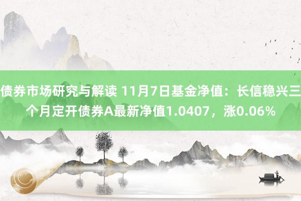 债券市场研究与解读 11月7日基金净值：长信稳兴三个月定开债券A最新净值1.0407，涨0.06%