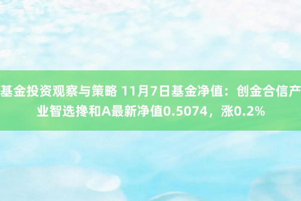 基金投资观察与策略 11月7日基金净值：创金合信产业智选搀和A最新净值0.5074，涨0.2%