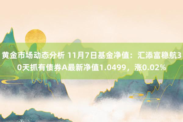 黄金市场动态分析 11月7日基金净值：汇添富稳航30天抓有债券A最新净值1.0499，涨0.02%