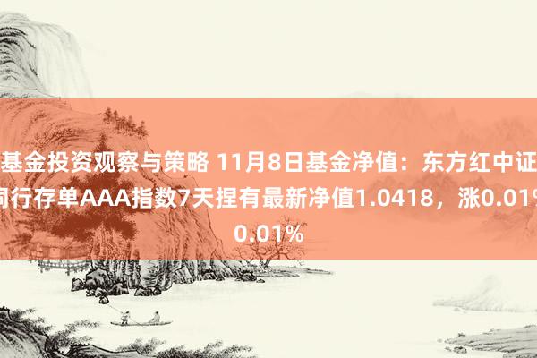 基金投资观察与策略 11月8日基金净值：东方红中证同行存单AAA指数7天捏有最新净值1.0418，涨0.01%