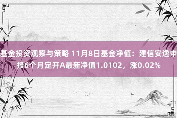 基金投资观察与策略 11月8日基金净值：建信安逸申报6个月定开A最新净值1.0102，涨0.02%