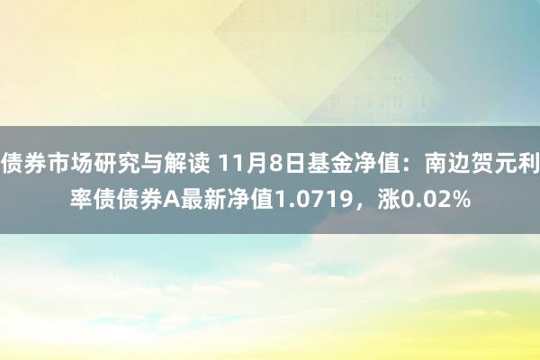 债券市场研究与解读 11月8日基金净值：南边贺元利率债债券A最新净值1.0719，涨0.02%