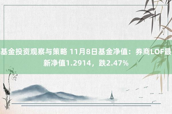 基金投资观察与策略 11月8日基金净值：券商LOF最新净值1.2914，跌2.47%