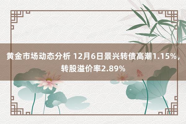 黄金市场动态分析 12月6日景兴转债高潮1.15%，转股溢价率2.89%