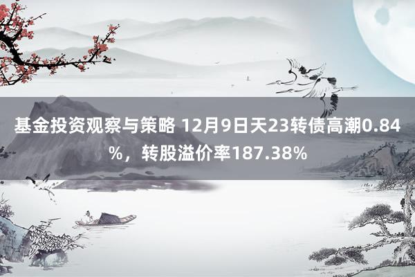 基金投资观察与策略 12月9日天23转债高潮0.84%，转股溢价率187.38%