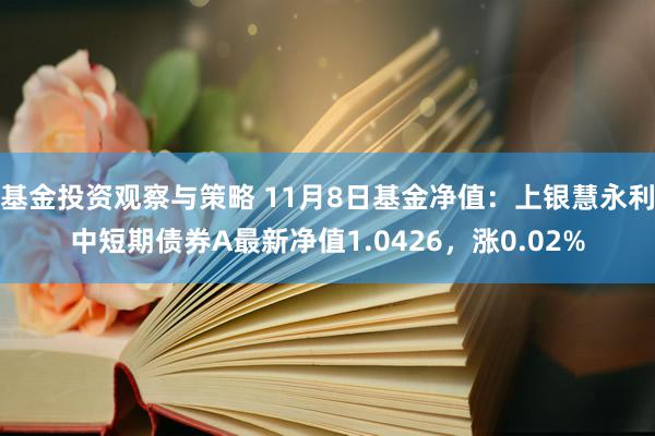 基金投资观察与策略 11月8日基金净值：上银慧永利中短期债券A最新净值1.0426，涨0.02%