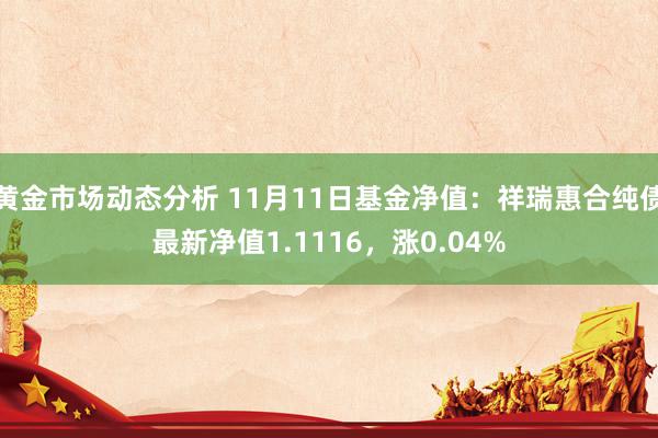 黄金市场动态分析 11月11日基金净值：祥瑞惠合纯债最新净值1.1116，涨0.04%