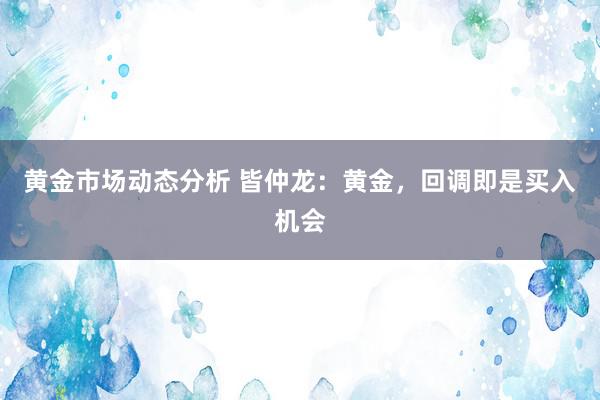 黄金市场动态分析 皆仲龙：黄金，回调即是买入机会