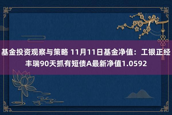 基金投资观察与策略 11月11日基金净值：工银正经丰瑞90天抓有短债A最新净值1.0592