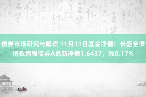 债券市场研究与解读 11月11日基金净值：长盛全债指数增强债券A最新净值1.6437，涨0.17%