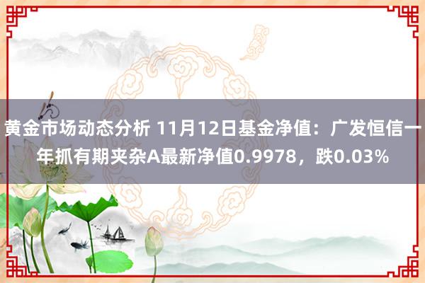 黄金市场动态分析 11月12日基金净值：广发恒信一年抓有期夹杂A最新净值0.9978，跌0.03%