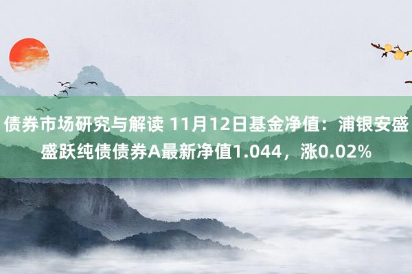 债券市场研究与解读 11月12日基金净值：浦银安盛盛跃纯债债券A最新净值1.044，涨0.02%