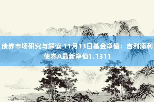 债券市场研究与解读 11月13日基金净值：吉利添利债券A最新净值1.1311