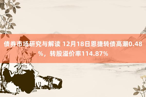 债券市场研究与解读 12月18日恩捷转债高潮0.48%，转股溢价率114.87%