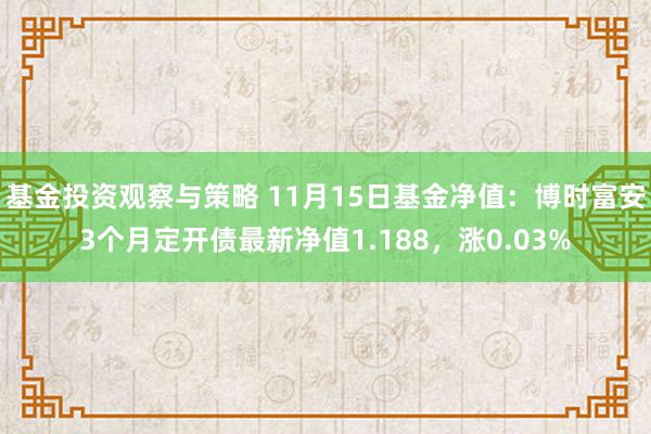 基金投资观察与策略 11月15日基金净值：博时富安3个月定开债最新净值1.188，涨0.03%