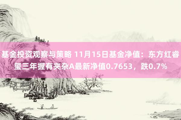 基金投资观察与策略 11月15日基金净值：东方红睿玺三年握有夹杂A最新净值0.7653，跌0.7%