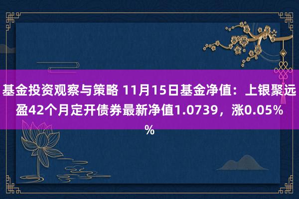 基金投资观察与策略 11月15日基金净值：上银聚远盈42个月定开债券最新净值1.0739，涨0.05%