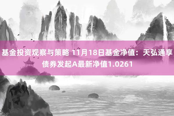 基金投资观察与策略 11月18日基金净值：天弘通享债券发起A最新净值1.0261