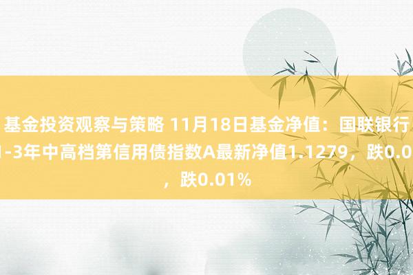 基金投资观察与策略 11月18日基金净值：国联银行间1-3年中高档第信用债指数A最新净值1.1279，跌0.01%