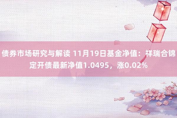 债券市场研究与解读 11月19日基金净值：祥瑞合锦定开债最新净值1.0495，涨0.02%