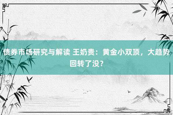 债券市场研究与解读 王奶贵：黄金小双顶，大趋势回转了没？