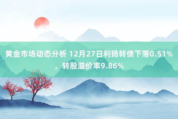 黄金市场动态分析 12月27日利扬转债下落0.51%，转股溢价率9.86%