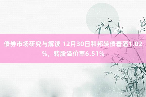 债券市场研究与解读 12月30日和邦转债着落1.02%，转股溢价率6.51%