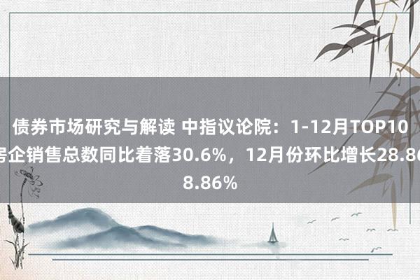 债券市场研究与解读 中指议论院：1-12月TOP100房企销售总数同比着落30.6%，12月份环比增长28.86%