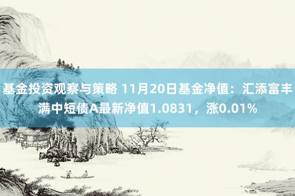 基金投资观察与策略 11月20日基金净值：汇添富丰满中短债A最新净值1.0831，涨0.01%