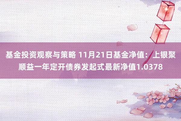 基金投资观察与策略 11月21日基金净值：上银聚顺益一年定开债券发起式最新净值1.0378