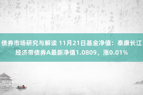 债券市场研究与解读 11月21日基金净值：泰康长江经济带债券A最新净值1.0809，涨0.01%