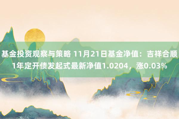 基金投资观察与策略 11月21日基金净值：吉祥合顺1年定开债发起式最新净值1.0204，涨0.03%