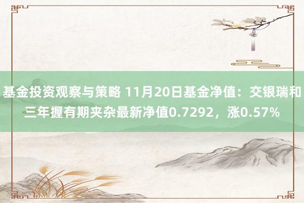 基金投资观察与策略 11月20日基金净值：交银瑞和三年握有期夹杂最新净值0.7292，涨0.57%