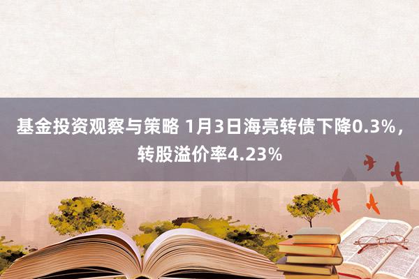 基金投资观察与策略 1月3日海亮转债下降0.3%，转股溢价率4.23%