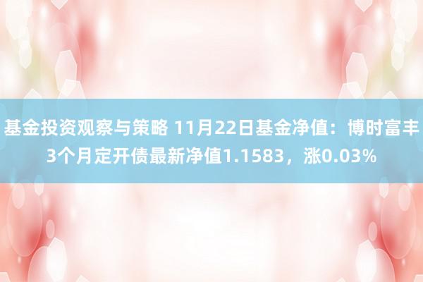 基金投资观察与策略 11月22日基金净值：博时富丰3个月定开债最新净值1.1583，涨0.03%