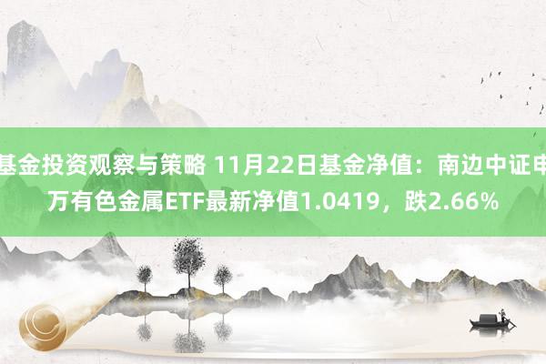 基金投资观察与策略 11月22日基金净值：南边中证申万有色金属ETF最新净值1.0419，跌2.66%