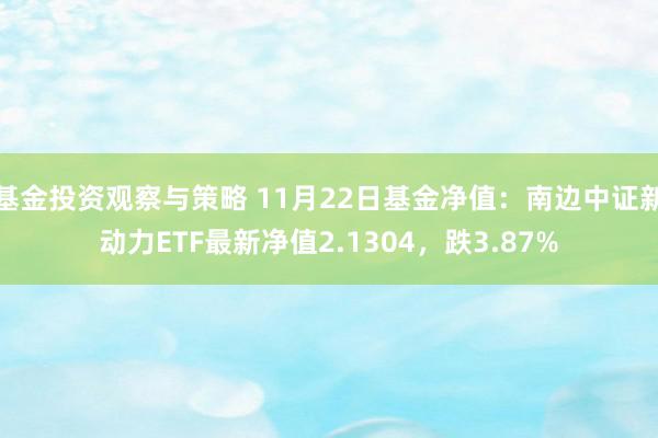 基金投资观察与策略 11月22日基金净值：南边中证新动力ETF最新净值2.1304，跌3.87%