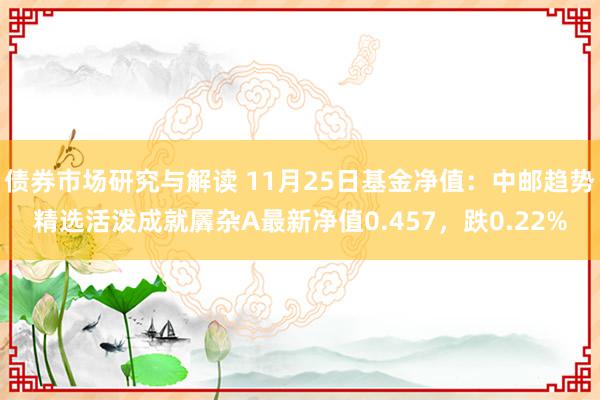 债券市场研究与解读 11月25日基金净值：中邮趋势精选活泼成就羼杂A最新净值0.457，跌0.22%