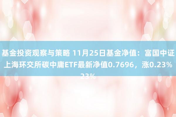 基金投资观察与策略 11月25日基金净值：富国中证上海环交所碳中庸ETF最新净值0.7696，涨0.23%