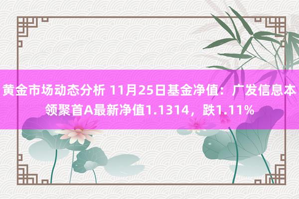 黄金市场动态分析 11月25日基金净值：广发信息本领聚首A最新净值1.1314，跌1.11%