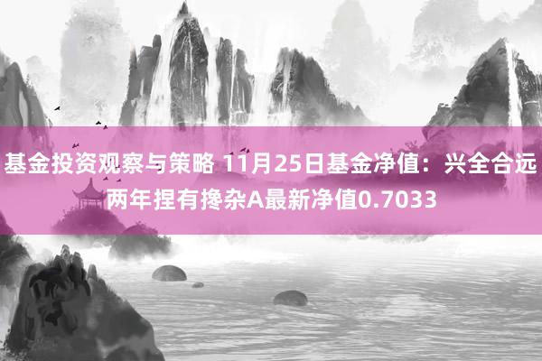 基金投资观察与策略 11月25日基金净值：兴全合远两年捏有搀杂A最新净值0.7033